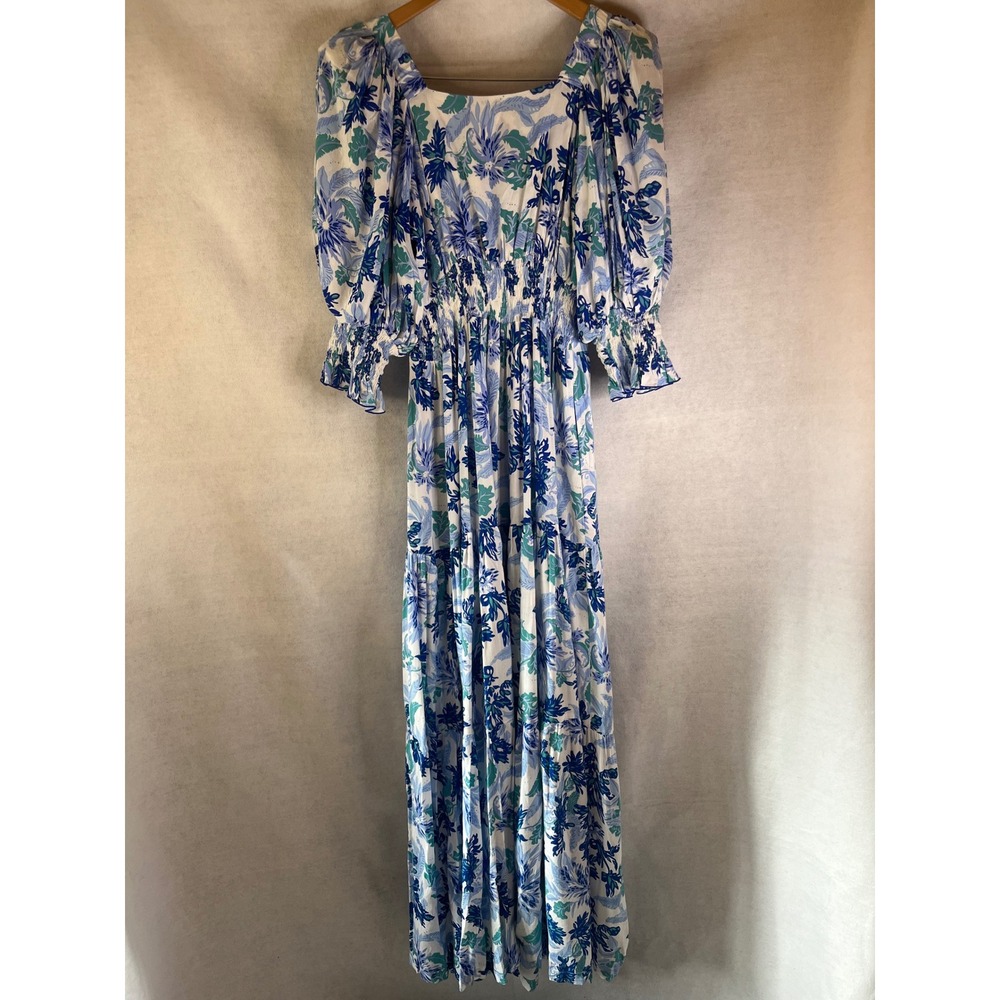 Feather & Find maxi‎ dress blue and white floral vi Sz vibrant bohemian - Picture 6 of 7